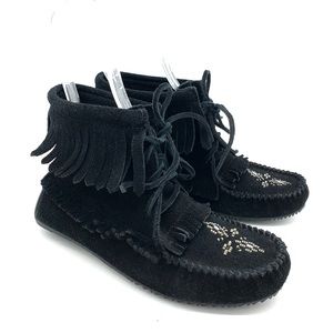 Manitobah Mukluks Black Suede Ankle Boots